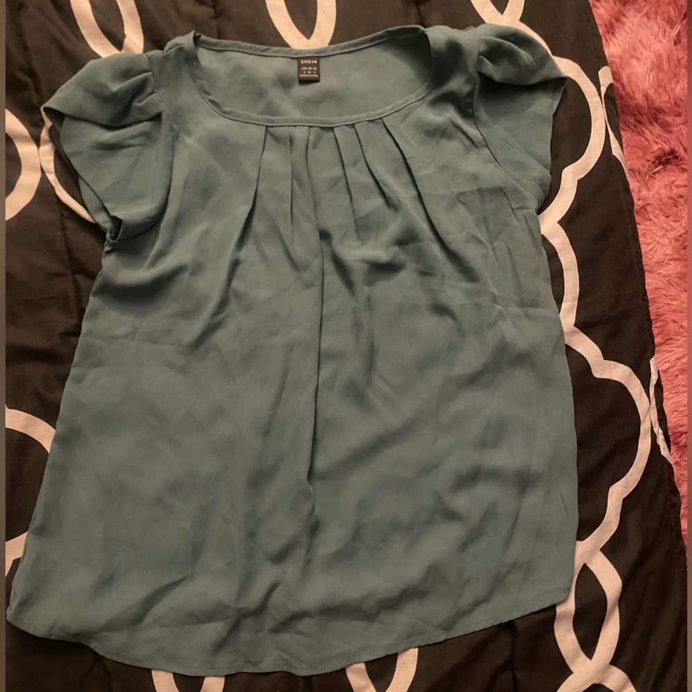 Size S, Green, Shein, dressy shirt